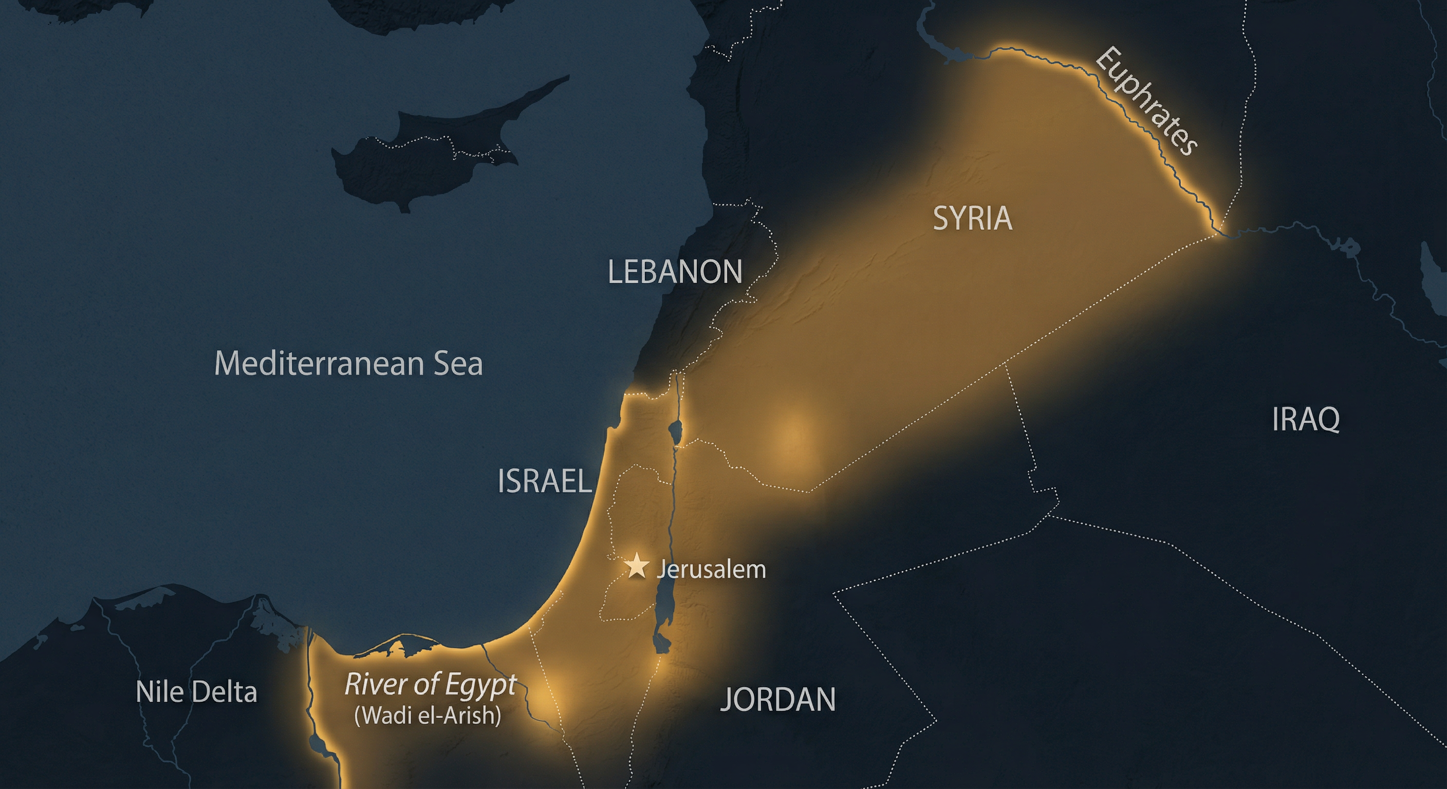 Map of the Promised Land from the River of Egypt to the Euphrates — traditional boundaries